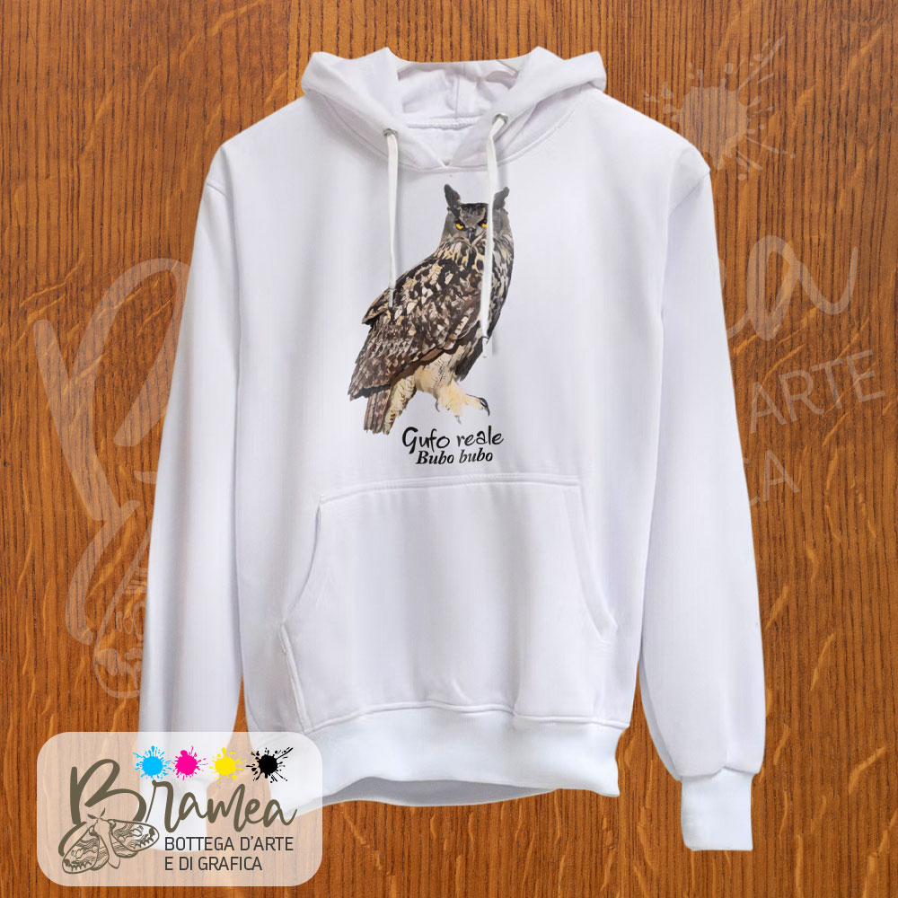 Gufo_reale_1 Felpa unisex Gufo Reale con cappuccio e tascone - immagine 1