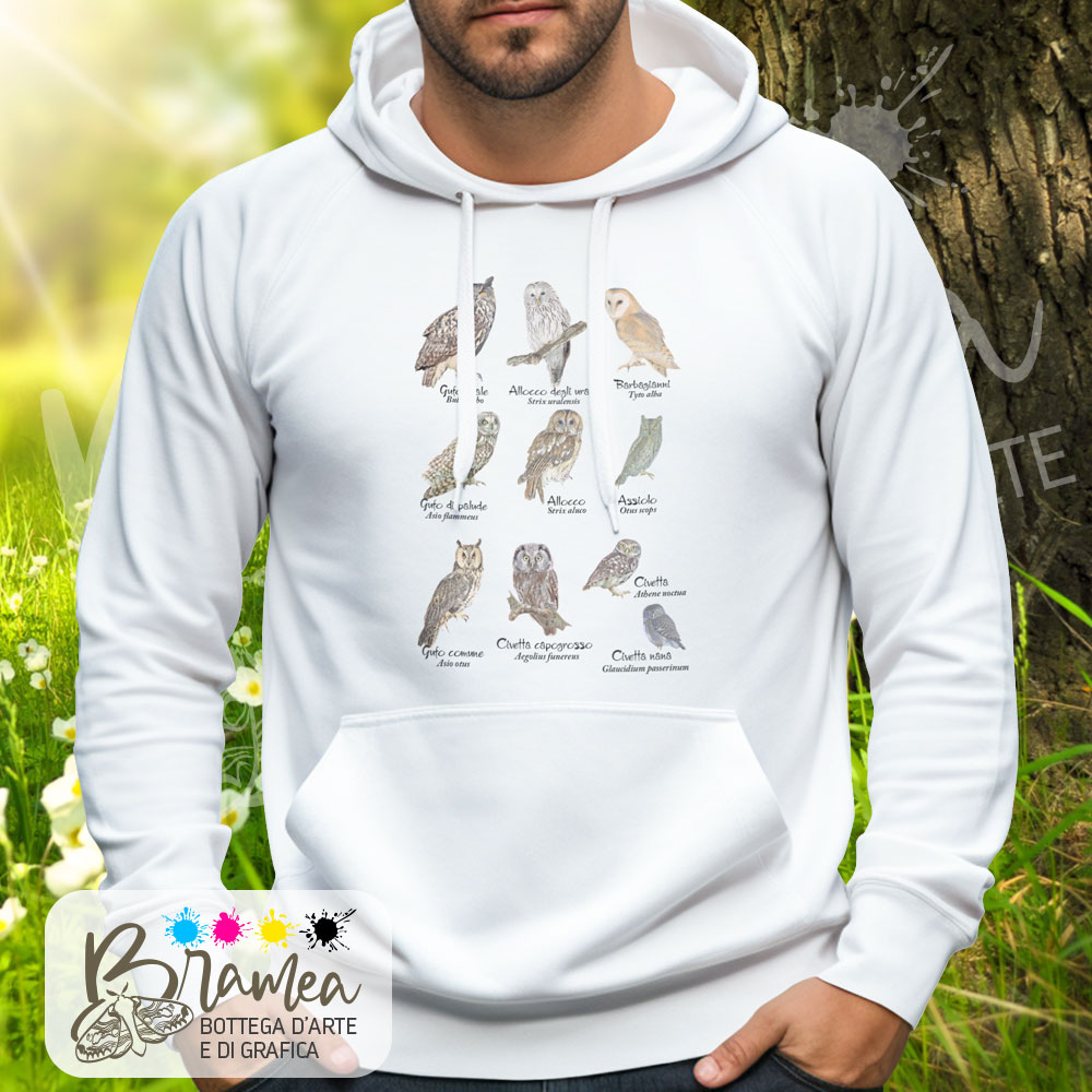 Felpa_serie_completa Felpa unisex "Rapaci notturni" cappuccio e tascone - immagine 1