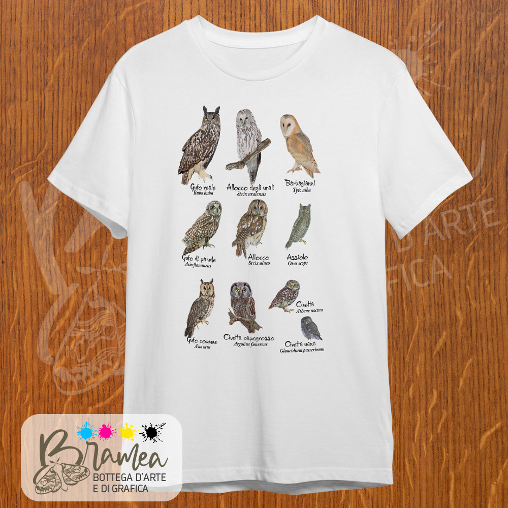 Maglietta_Serie_completa T-Shirt "Serie completa rapaci notturni" Taglia XL/bianca - immagine 1