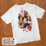 T-shirt giapponese geisha carpe koi maneki neko daruma gru Japan style - immagine 2